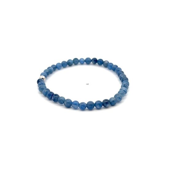 Natural Kyanite Gemstones Mini 4mm 18K White Gold Charm Bead - Picture 4 of 5